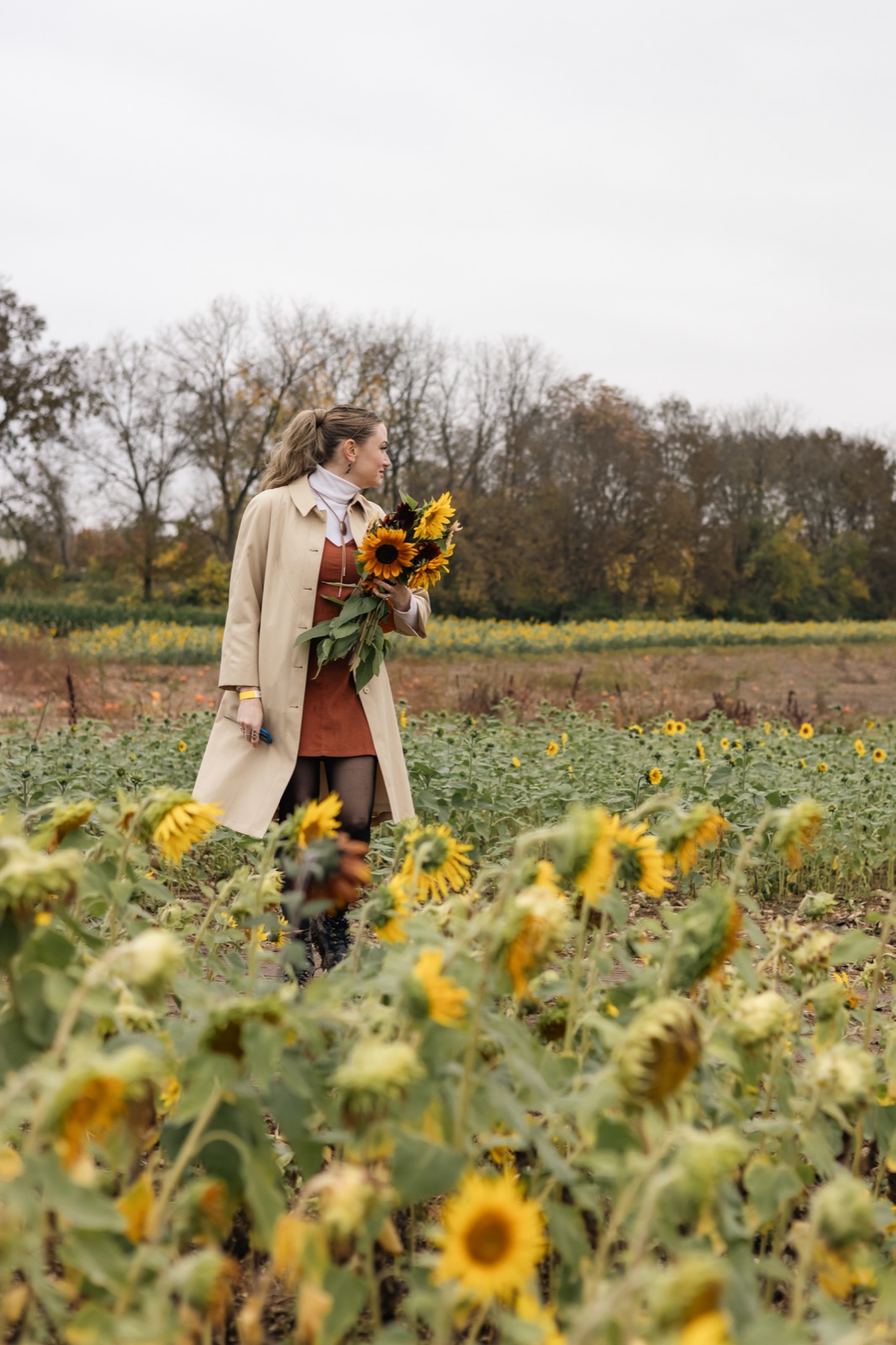 Lifestyle portrait in a sunflower field