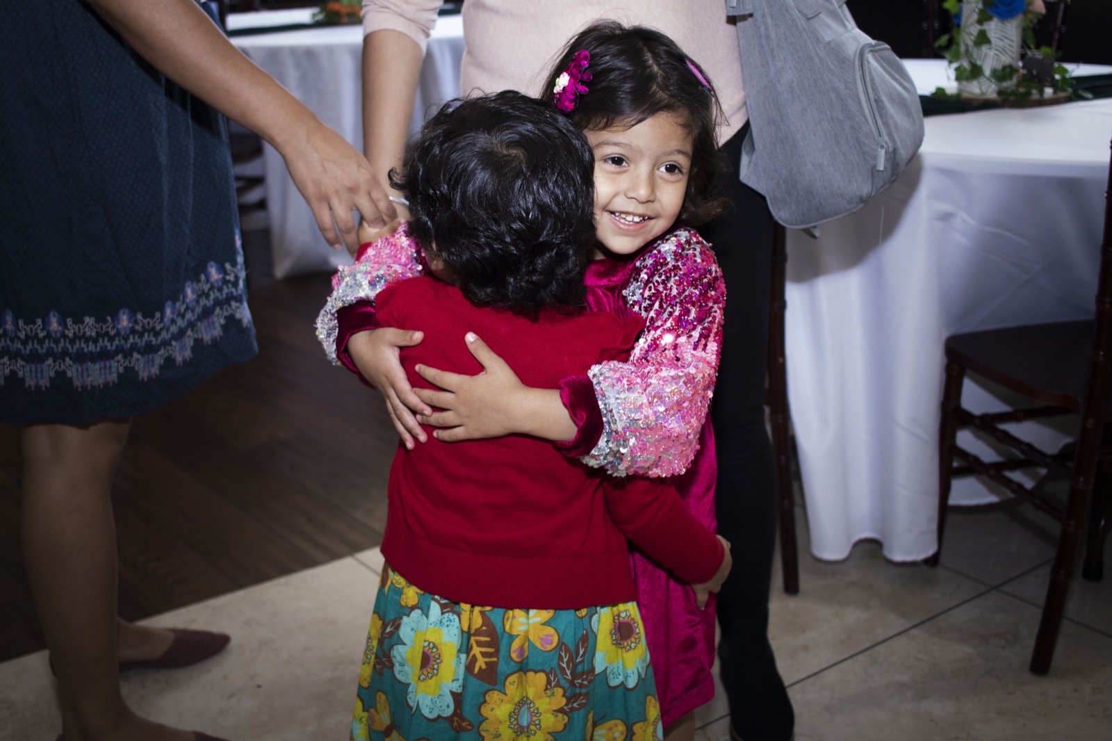 Candid portrait, children embracing